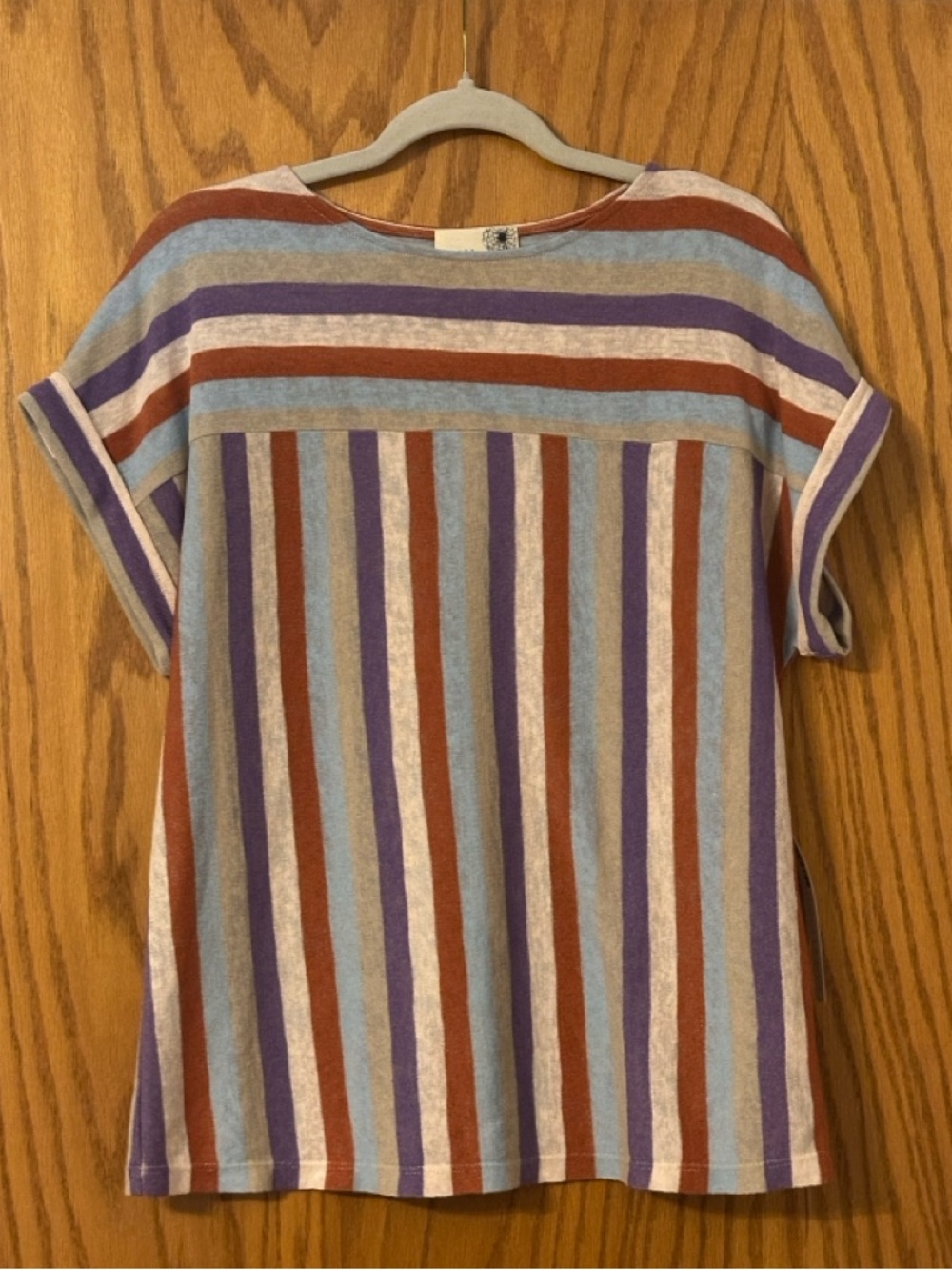 Everleigh Striped Short Sleeve Tee in Lavender, Rust & Light Blue - NWT - Size M